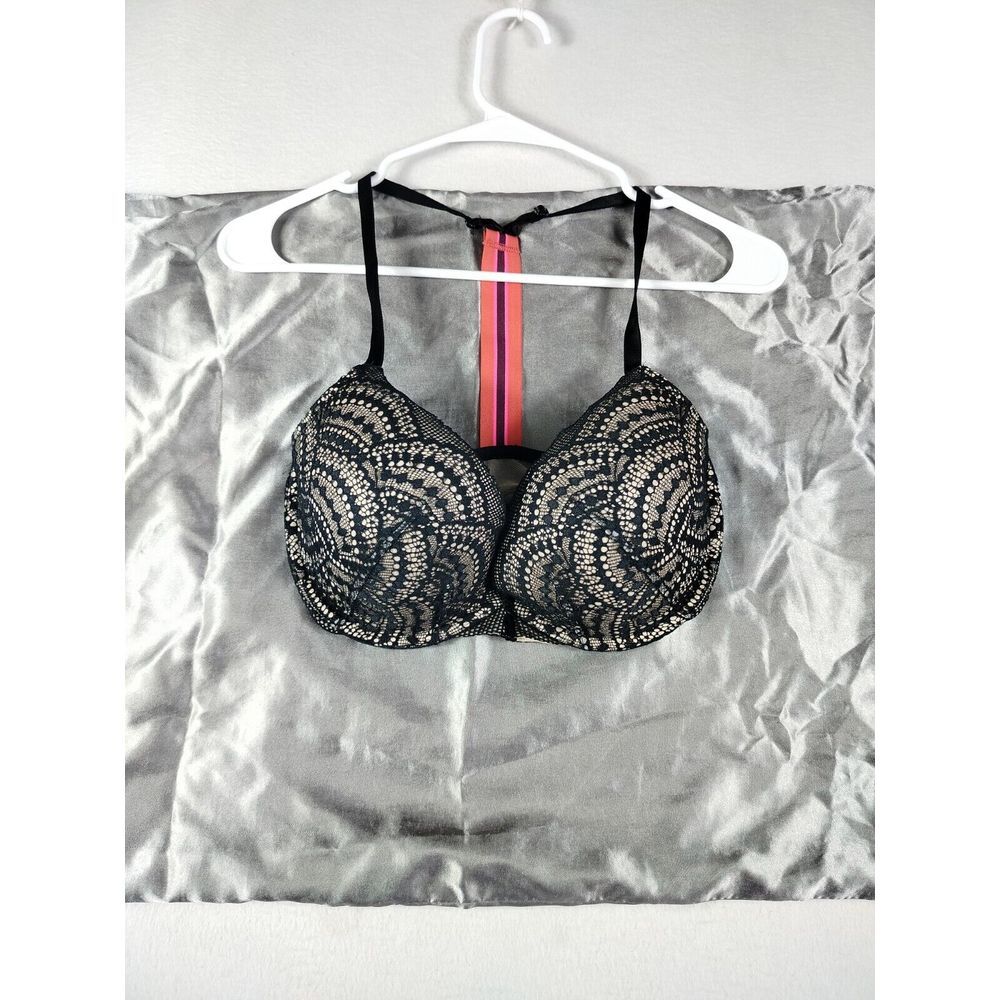 Victoria Secret Lot Of 2 Bras Women's 32DDD Pink Black Very Sexy Lightly‎ Lined